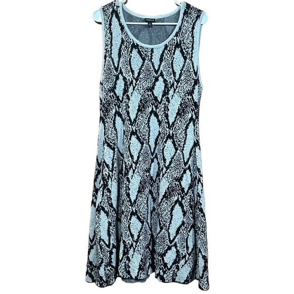 Women’s Torrid Plus Size 2X Snakeskin Print Sweater Knit Trapeze Dress Black Gra - Picture 1 of 5